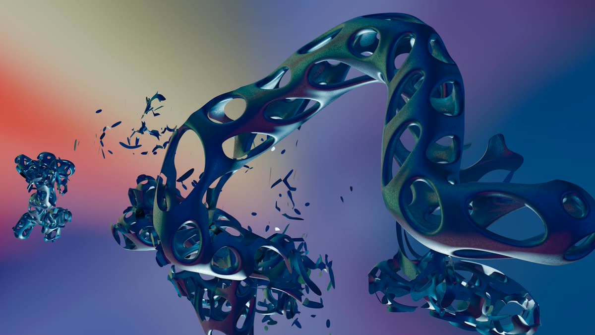Colorful 3D render with organic shapes — a stand-in for AI's generative imagery
